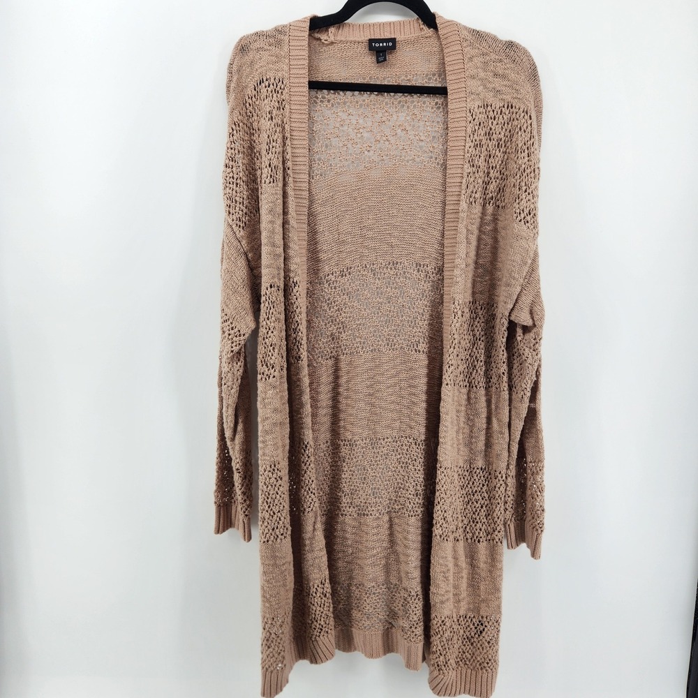 Torrid Beige Knit Open Front Duster Cardigan Sweater Plus Size 1X